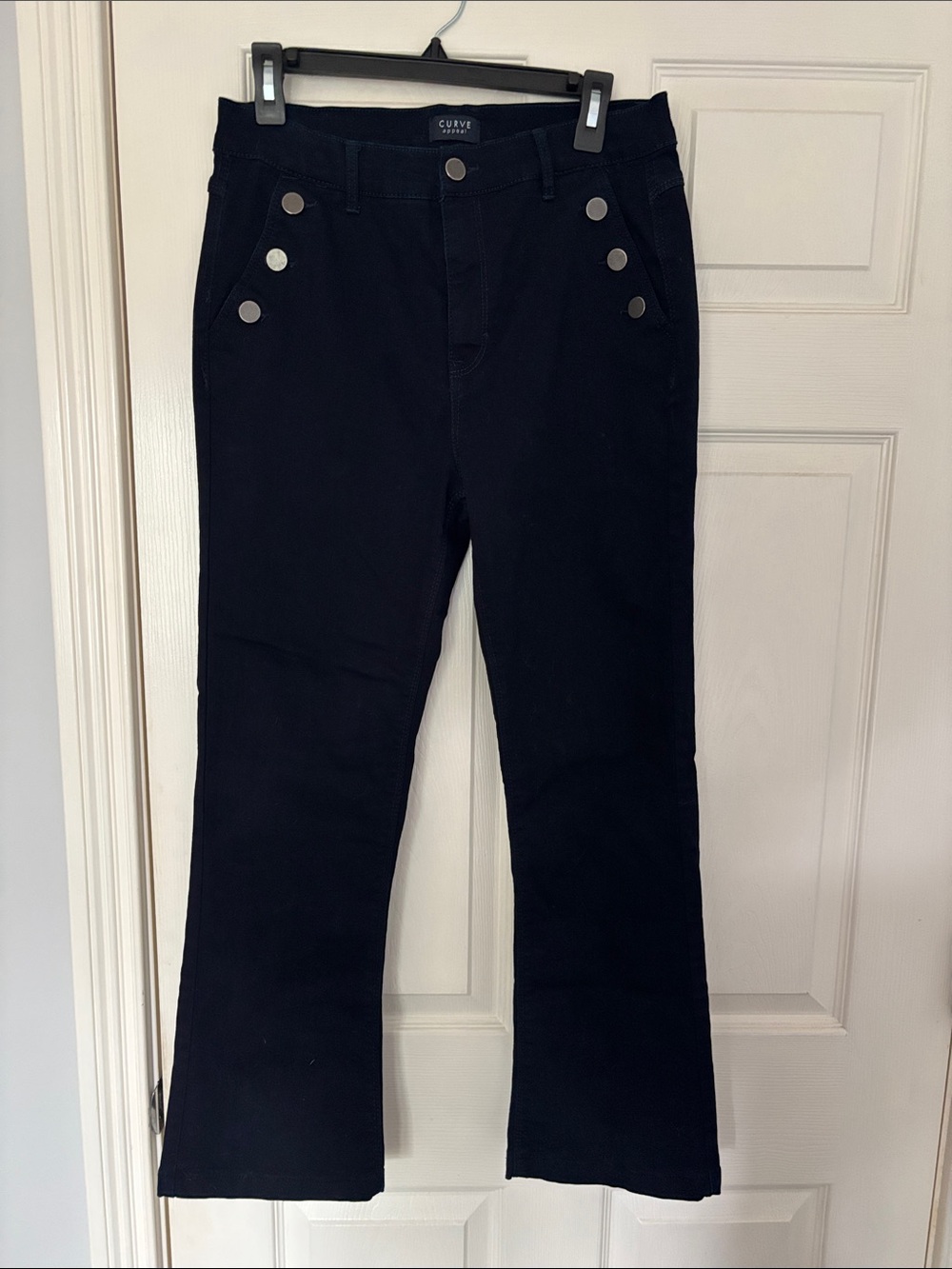 Curve Appeal Women's Straight Leg Jeans - Navy Blue Size 12